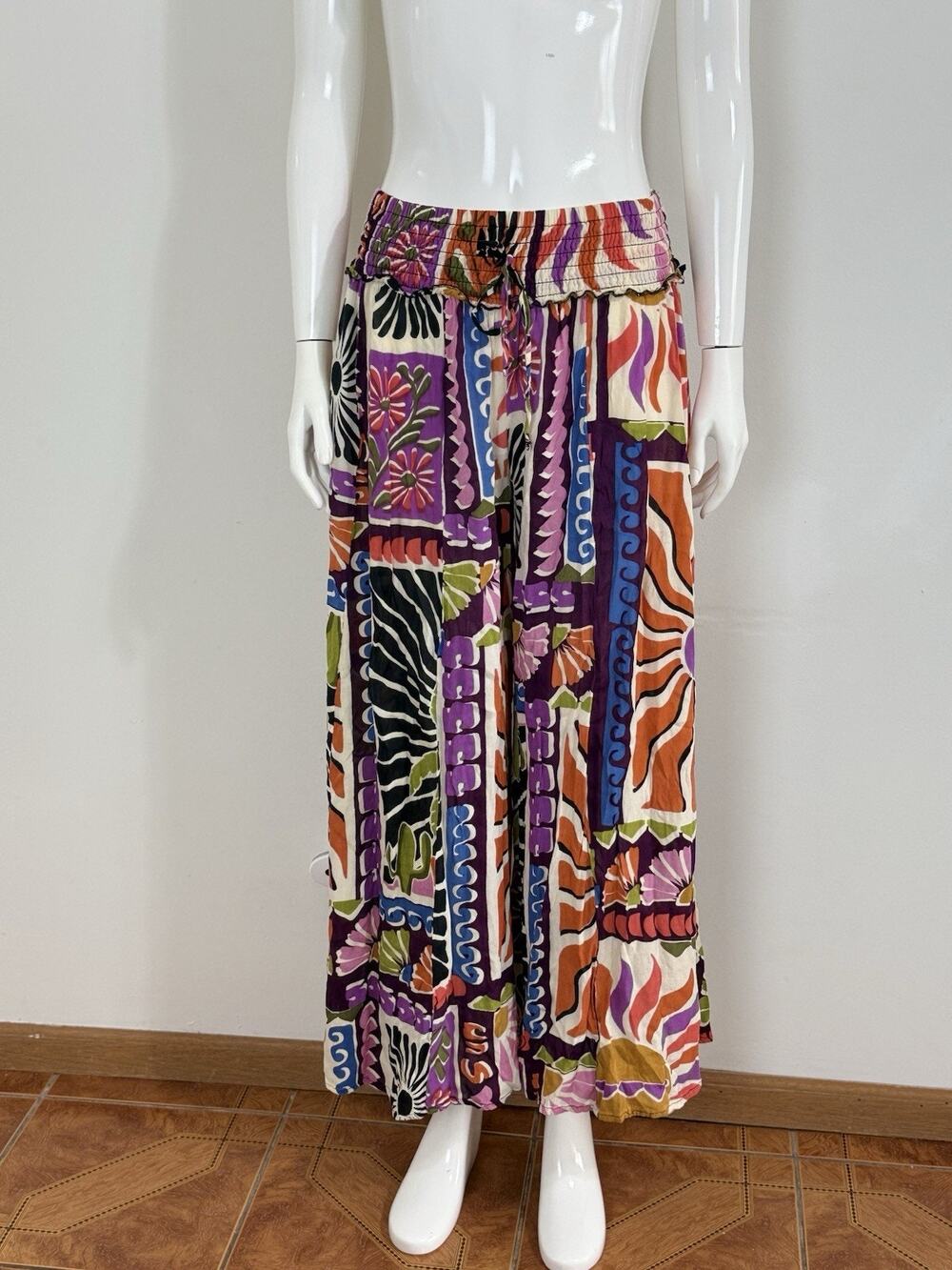 True Destinations Coastal Beach Resort Palazzo Wide Leg Pants Women’s Size M